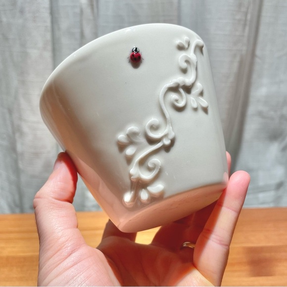 JaM PDX White Handmade Martini Cups Stemless Plant Pot Lady Bug Ceramic Pottery - Picture 2 of 12